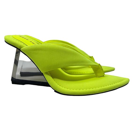 Good American Clear Wedge Sandals Size 5.5 Chartreuse GA077N-X - Picture 1 of 5